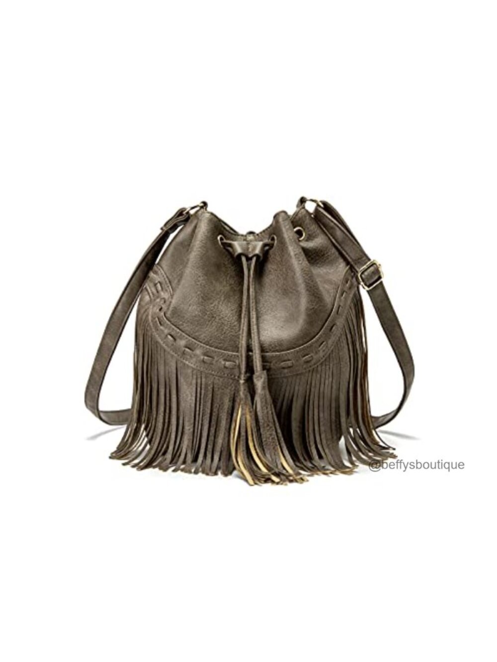 Gladdon Boho Fringe Bucket Bag Crossbody Shoulder Purse for Women PU Leather